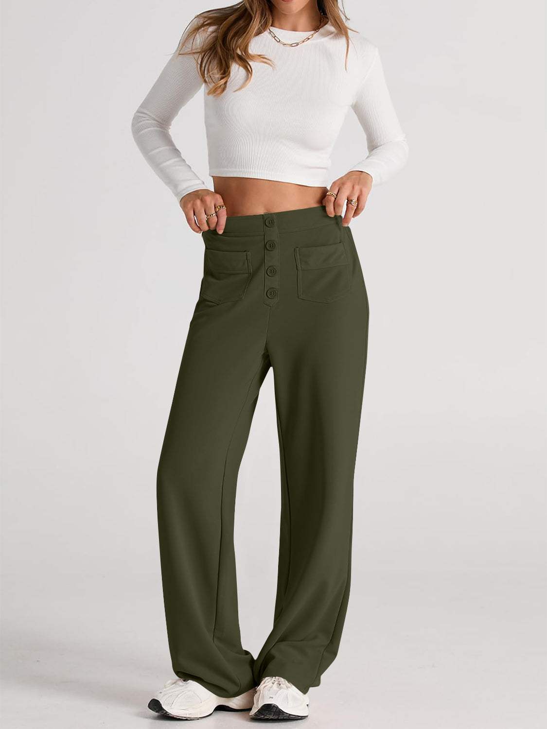 High Waist Wide Leg Pants - Trendsi - Flyclothing LLC