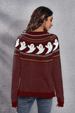 Ghost Pattern Round Neck Long Sleeve Sweater - Trendsi - Flyclothing LLC