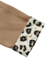 Lapel Collar Leopard Cuff Long Sleeve Blazer - Trendsi - Flyclothing LLC