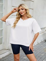 Round Neck Short Sleeve T-Shirt - Trendsi - Flyclothing LLC