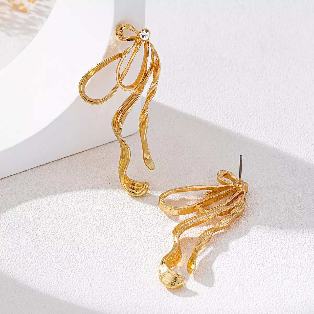 18K Gold-Plated Bow Earrings - Trendsi - Flyclothing LLC