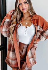 Plaid Button Up Long Sleeve Jacket - Trendsi - Flyclothing LLC