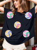 Sequin Round Neck Short Sleeve T-Shirt - Trendsi