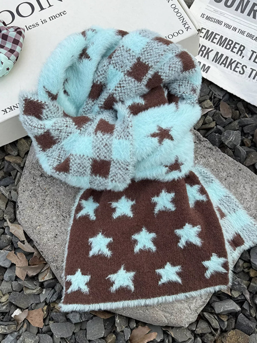 Star Plaid Plush Scarf - Trendsi - Flyclothing LLC