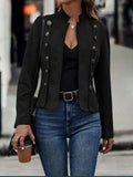 Decorative Button Open Front Long Sleeve Jacket - Trendsi - Flyclothing LLC