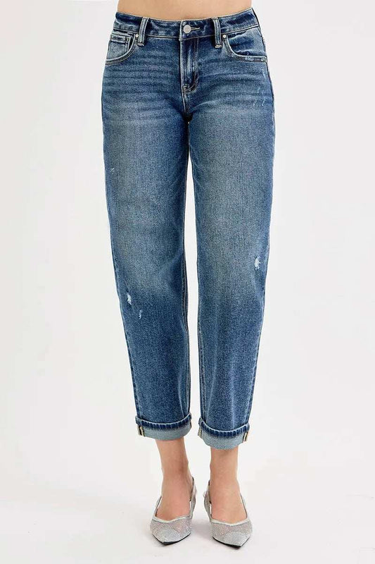 RISEN Full Size Low Rise Crop Boyfriend Jeans Plus Size - Trendsi - Flyclothing LLC