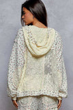 POL Floral Balloon Sleeve Hooded Lace Jacket with Stitch Detail - Trendsi - Flyclothing LLC
