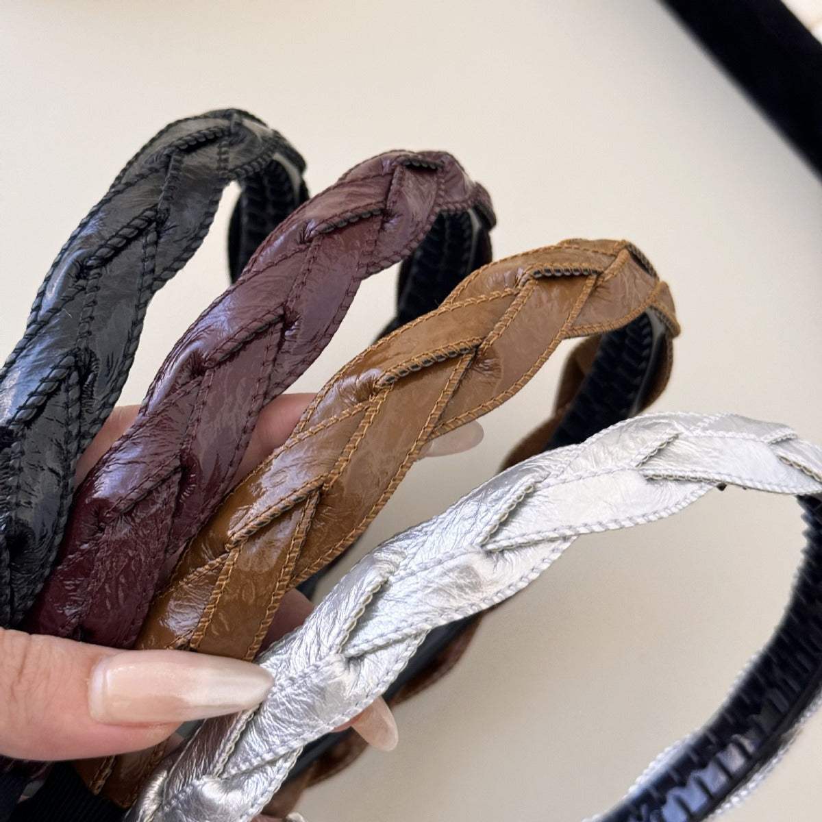 PU Leather Braided Hair Headband - Trendsi - Flyclothing LLC