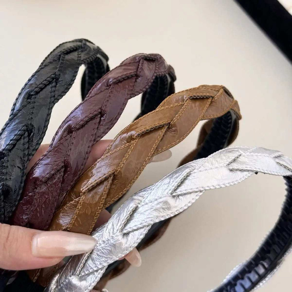 PU Leather Braided Hair Headband - Trendsi - Flyclothing LLC