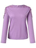 Full Size Cutout Round Neck Long Sleeve T-Shirt - Trendsi - Flyclothing LLC