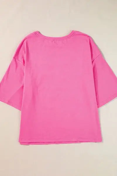 Color Block Star Patched Oversized T-Shirt - Trendsi - Flyclothing LLC