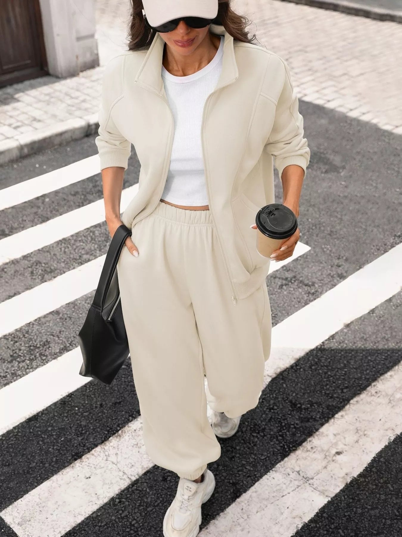 Zip-Up Long Sleeve Top and Pants Set - Trendsi - Flyclothing LLC