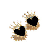 Crown Heart Stud Earrings - Trendsi - Flyclothing LLC