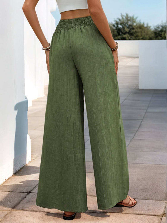 Perfee Smocked Wide Leg Pants - Trendsi - Flyclothing LLC