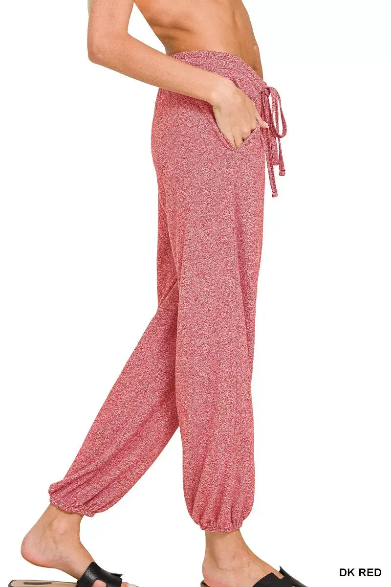 Zenana Soft Melange Hacci Jogger - Trendsi - Flyclothing LLC