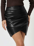 Ruched Asymmetrical Hem Skirt - Trendsi - Flyclothing LLC