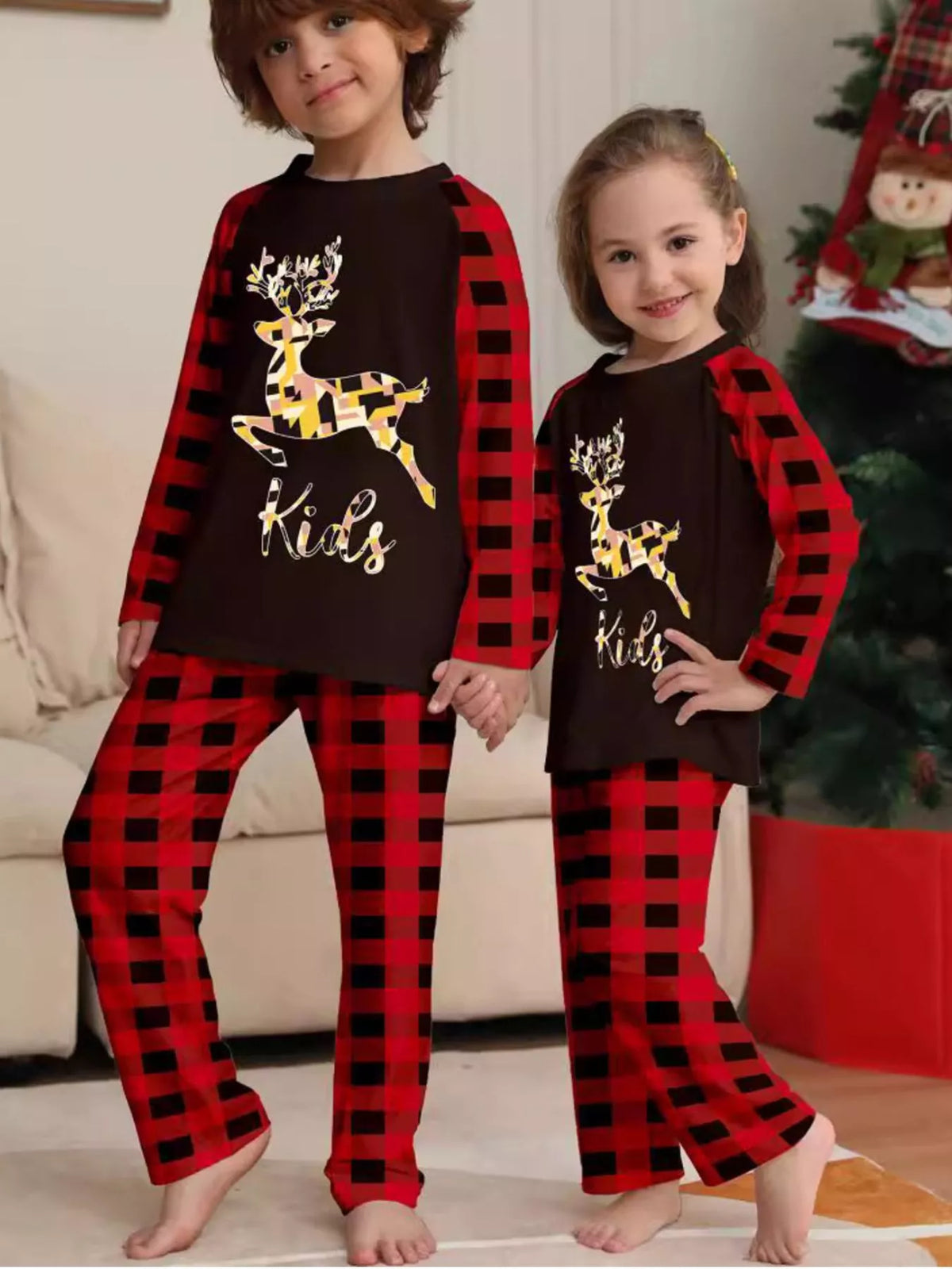Full Size Family Matching Christmas Pajamas Set with Reindeer Graphic Plus Size - Trendsi - Flyclothing LLC