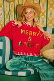 BiBi Christmas Theme Sequin Lattering Sweater - Trendsi - Flyclothing LLC