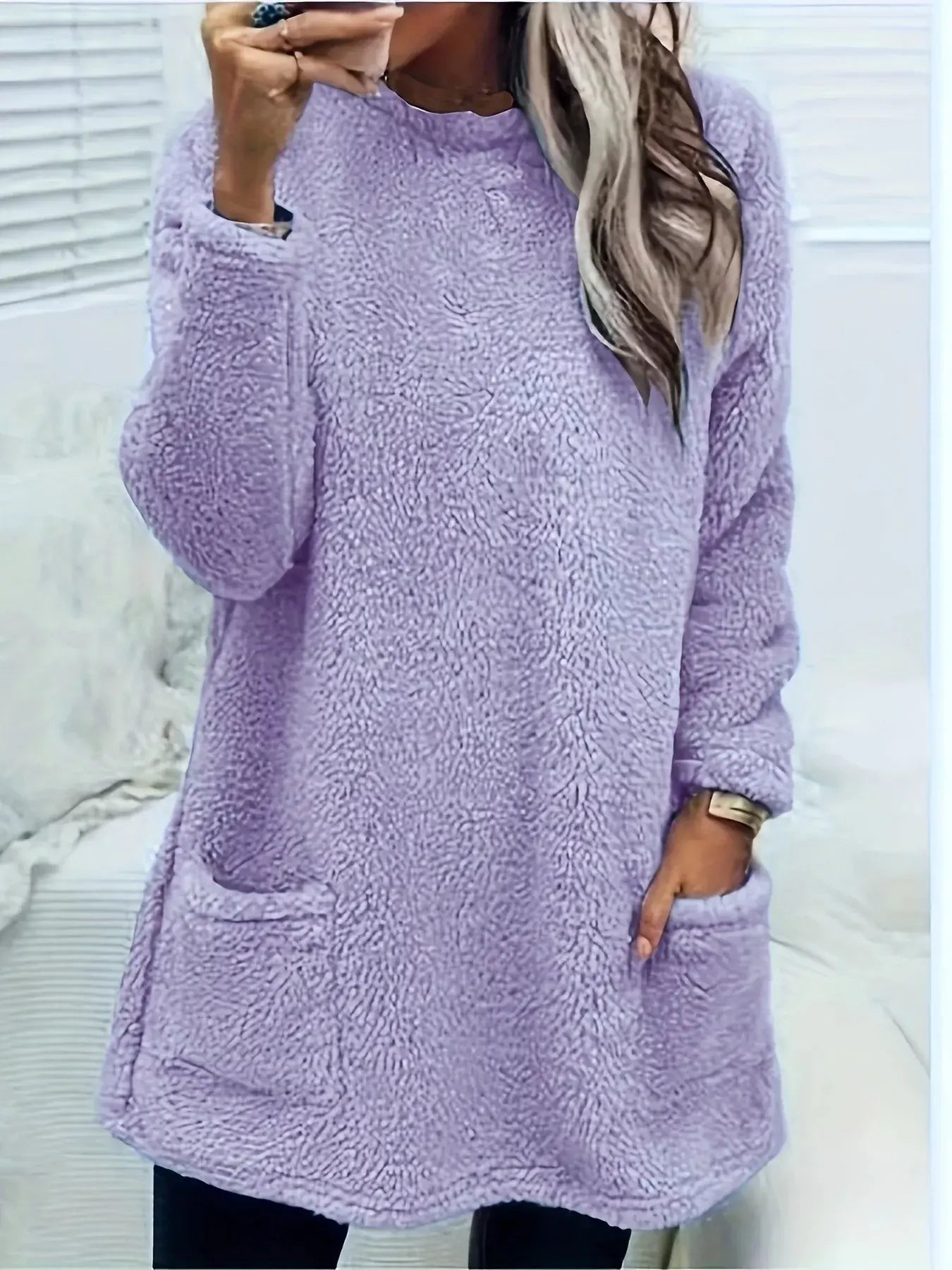 Fleece Long Sleeve Sweatshirt - Trendsi - Flyclothing LLC