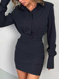 Striped Long Sleeve Shirt Dress - Trendsi - Flyclothing LLC