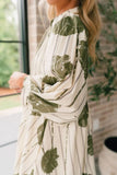 Printed Tie Neck Three-Quarter Sleeve Mini Dress - Trendsi