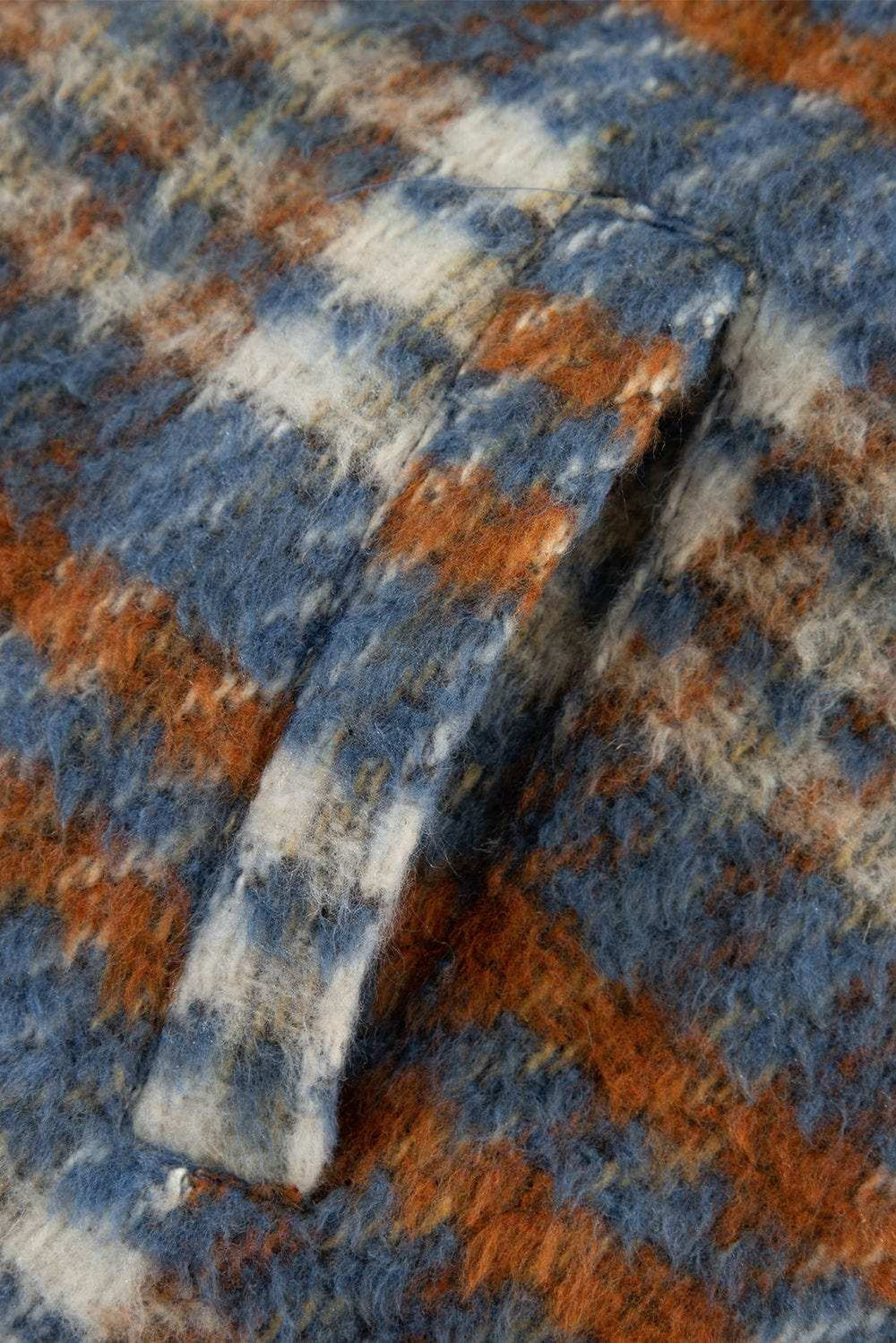 Plaid Collared Neck Jacket with Chest Pockets - Trendsi - Flyclothing LLC