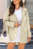 Snap Down Long Sleeve Quilted Winter Coat - Trendsi - Flyclothing LLC