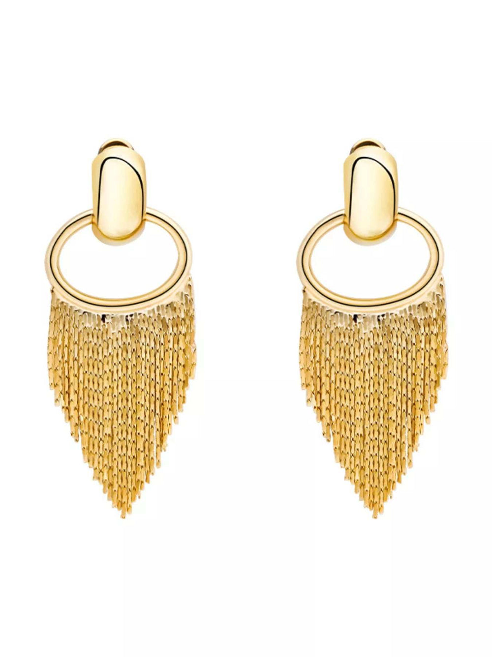 18K Gold-Plated Fringe Chain Earrings - Trendsi - Flyclothing LLC