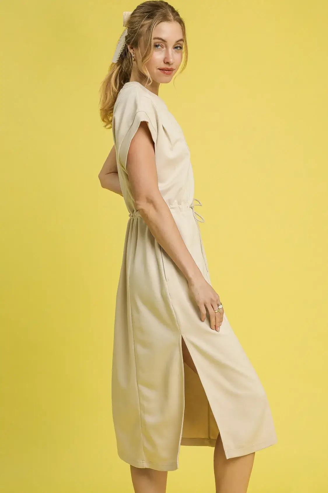 Umgee Side Slit Short Sleeve Midi Tee Dress - Trendsi - Flyclothing LLC