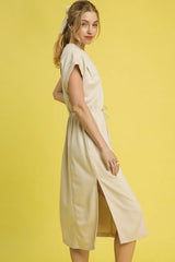Umgee Side Slit Short Sleeve Midi Tee Dress - Trendsi - Flyclothing LLC