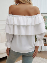 Off-Shoulder Flounce Sleeve Blouse - Trendsi - Flyclothing LLC