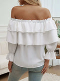 Off-Shoulder Flounce Sleeve Blouse - Trendsi - Flyclothing LLC