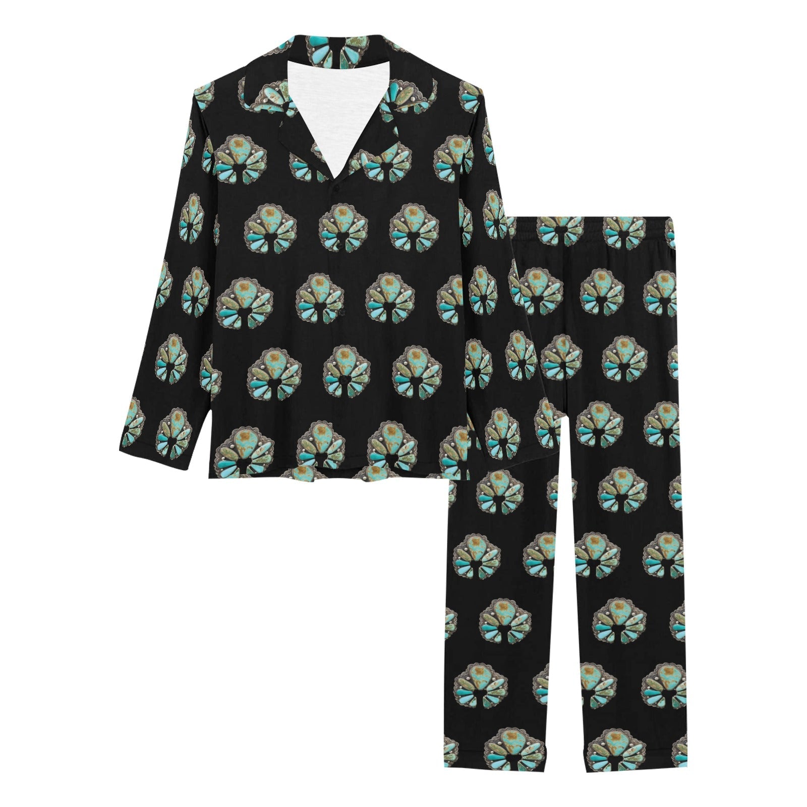 Baha Ranch Turquoise Naja Women's Western Long Pajama Set