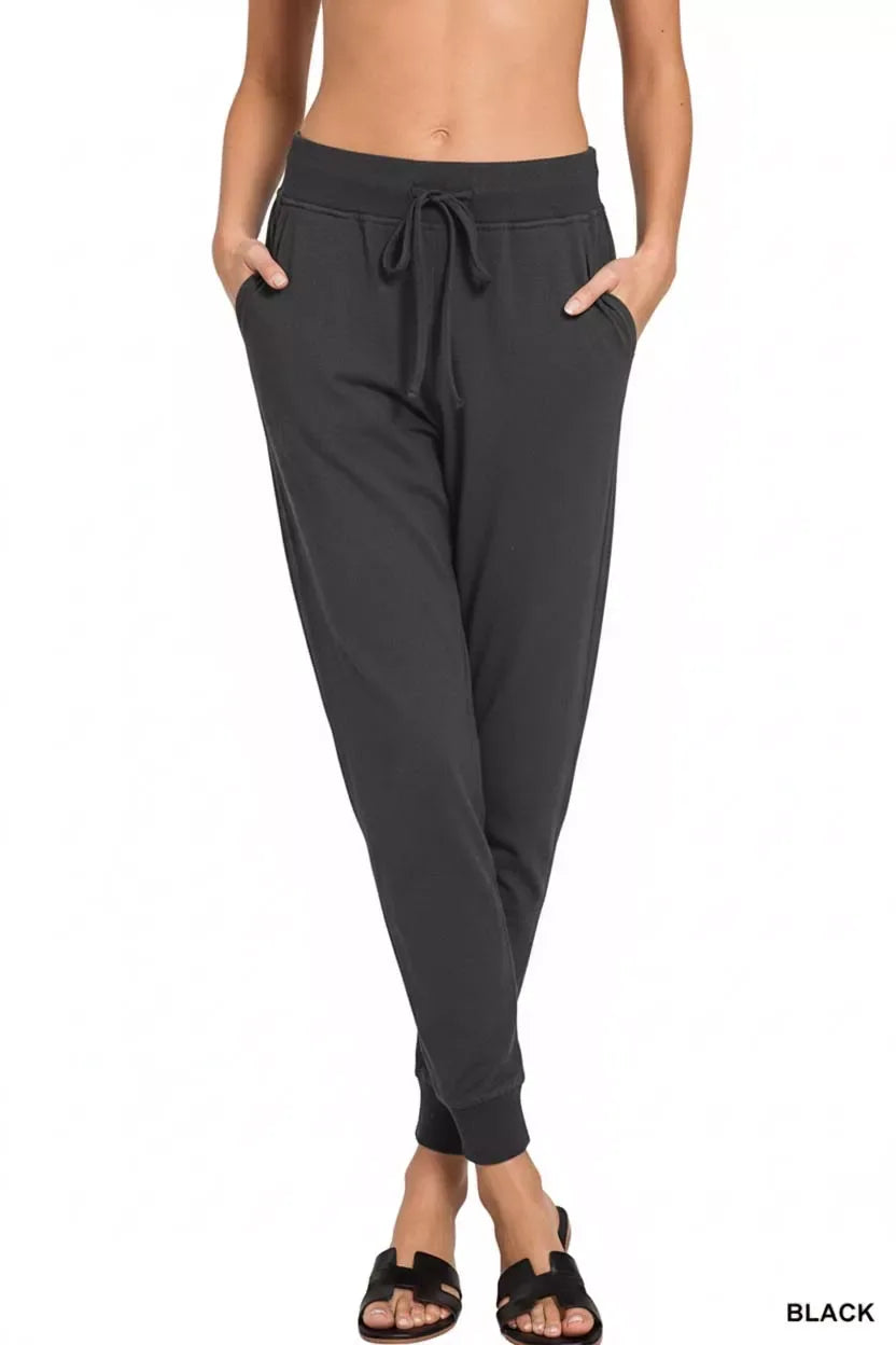Zenana Drawstring Cotton Joggers with Pockets - Trendsi - Flyclothing LLC