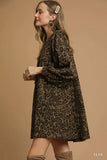 Umgee Leopard Print Long Sleeve Swing Dress - Trendsi - Flyclothing LLC