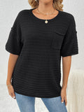 Round Neck Half Sleeve Knit Top - Trendsi