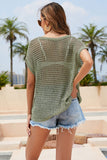 Double Take Openwork Round Neck Short Sleeve Knit Cover Up - Trendsi
