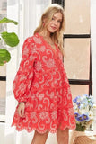 ADORA Puff Sleeve Floral Dress - Trendsi