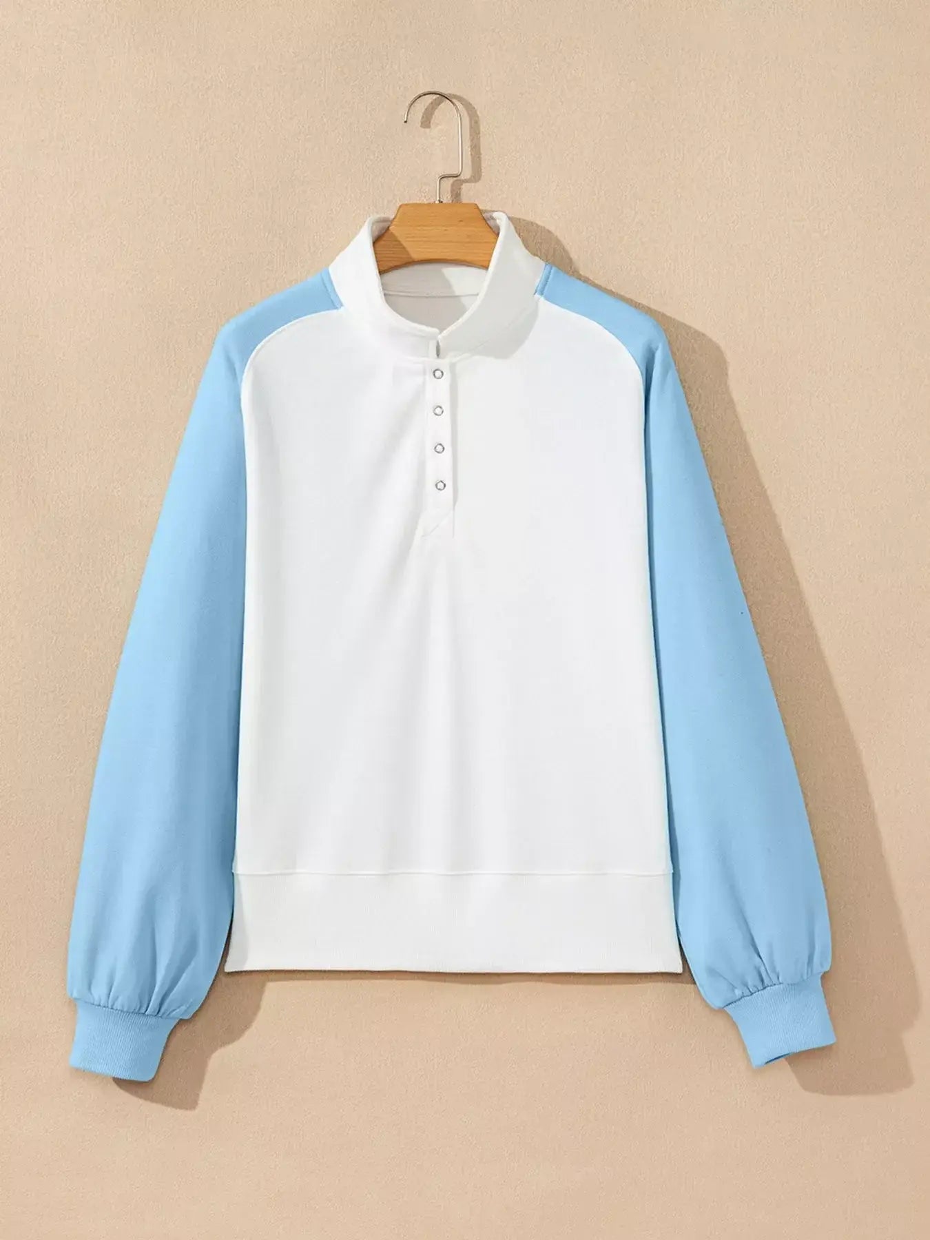 Color Block Snap Buttons Sweatshirt - Trendsi - Flyclothing LLC