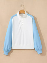 Color Block Snap Buttons Sweatshirt - Trendsi - Flyclothing LLC