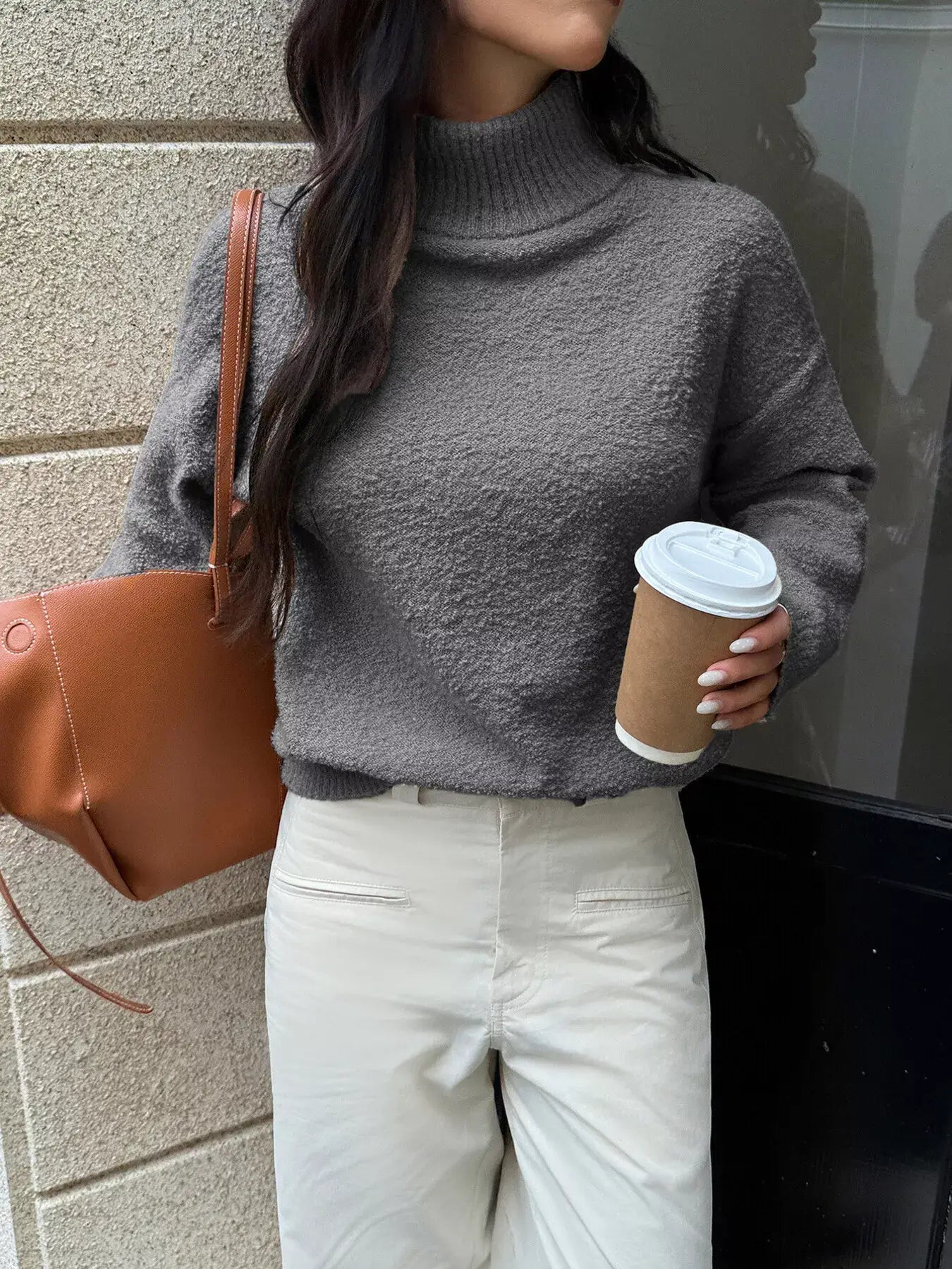 Turtleneck Long Sleeve Sweater - Trendsi - Flyclothing LLC