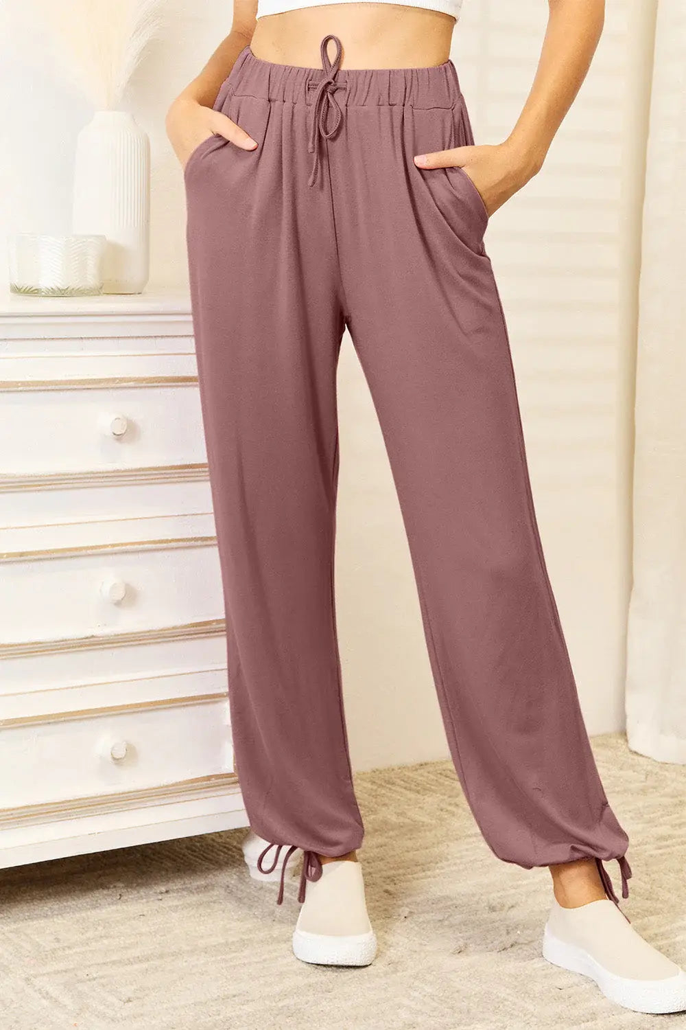 Basic Bae Full Size Soft Rayon Drawstring Waist Pants with Pockets - ShopBasicbae - Flyclothing LLC