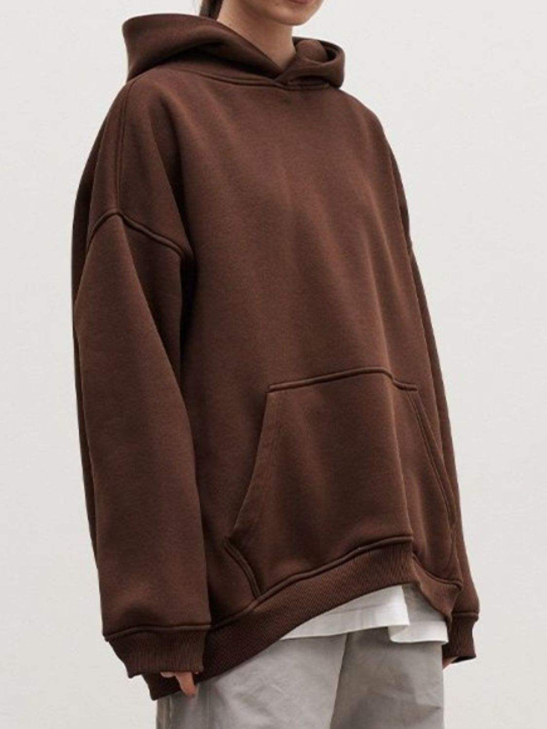 Pocketed Dropped Shoulder Long Sleeve Hoodie - Trendsi - Flyclothing LLC
