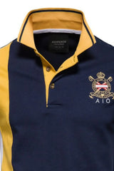 Men's Embroidered Collared Neck Striped Contrast Polo - Trendsi - Flyclothing LLC