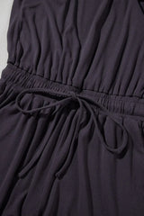 Knit Open Back Cap Sleeve Drawstring Romper - Trendsi - Flyclothing LLC