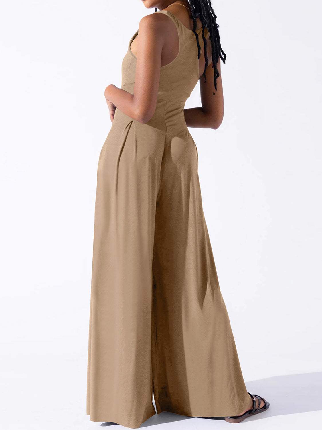 Square Neck Wide Strap Jumpsuit - Trendsi - Flyclothing LLC