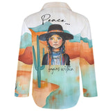 Baha Ranch Peace Within Desert Cactus Button Up Blouse