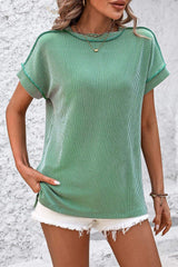 Striped Round Neck Short Sleeve T-Shirt - Trendsi - Flyclothing LLC