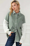 Raw Hem Collared Neck Button Up Long Sleeve Jacket - Trendsi - Flyclothing LLC