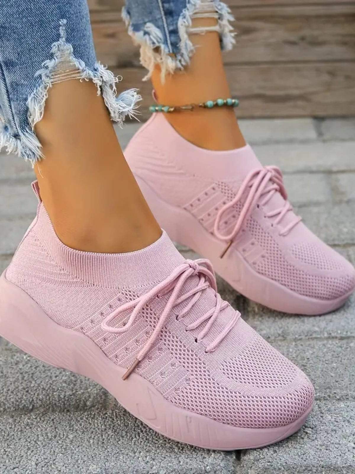Mesh Round Toe Flat Athletic - Trendsi - Flyclothing LLC